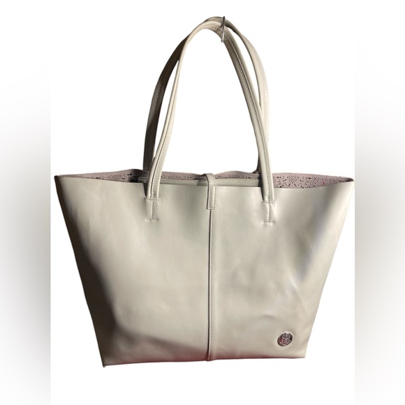 Vince Camuto Leila Laser Cut Leather Shoulder Tote in Blue Hint with Silver - Picture 2 of 8